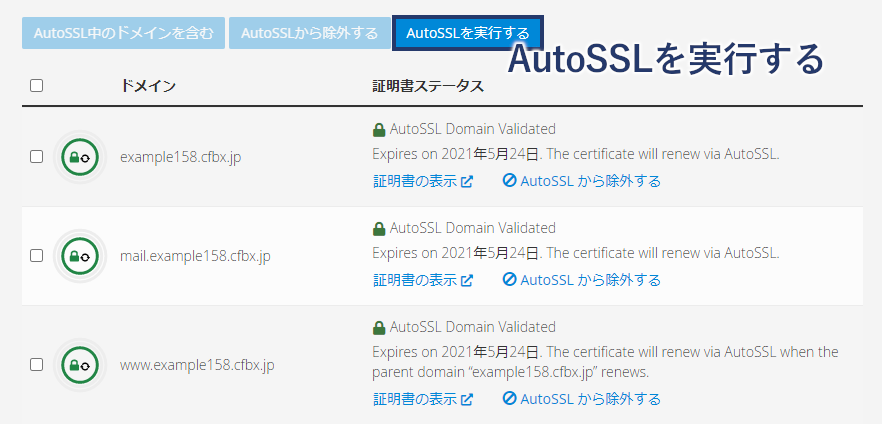 AutoSSLの実行